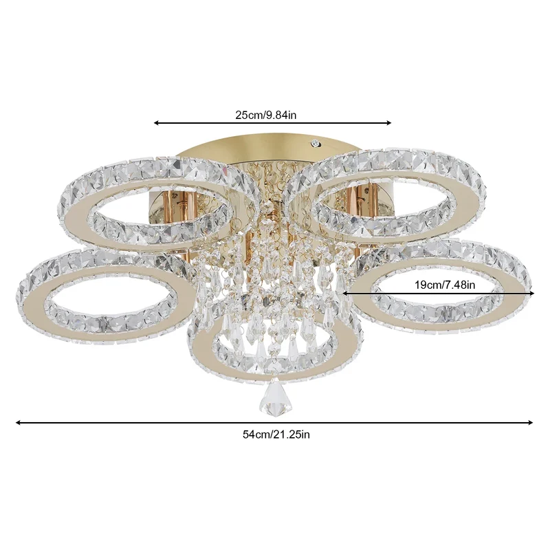 VETRULUS LED Crystal Ceiling Light Chandelier for Living Room