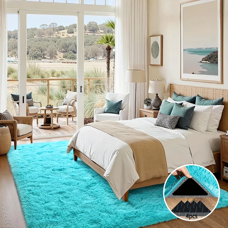 AUBUSSON Soft Shaggy Non Slip Rug For Living Room Decor