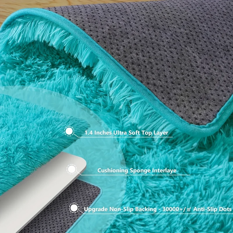 AUBUSSON Soft Shaggy Non Slip Rug For Living Room Decor