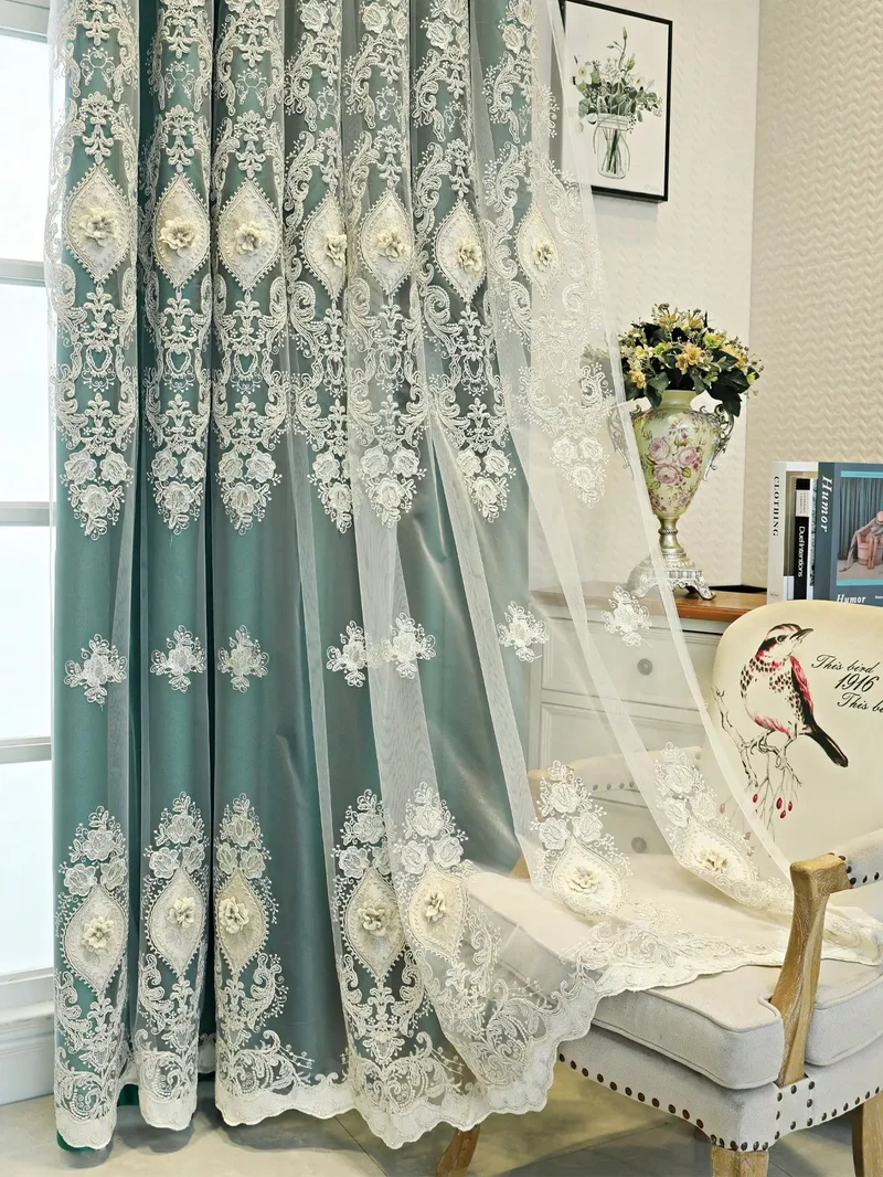 Zhejiang Tatting Weaving Curtains 3D Embroidered Dual Layer Privacy