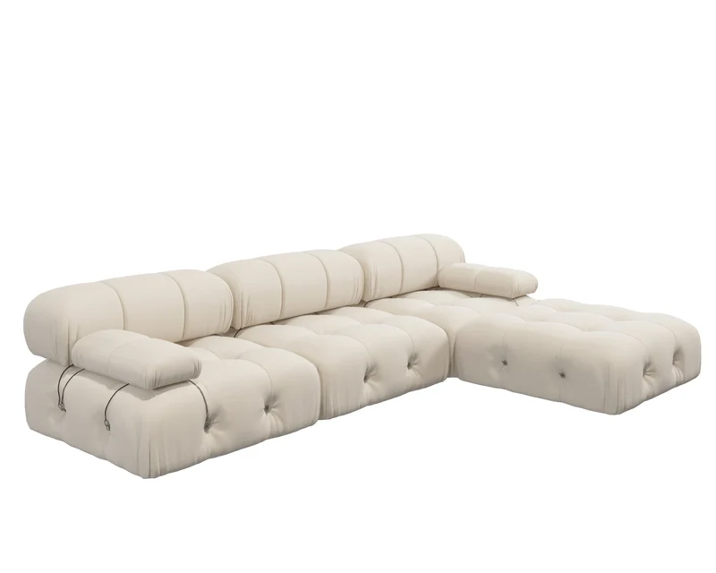 CN Guangdong Velvet L Shaped Modular Sectional Sofa With Ottoman