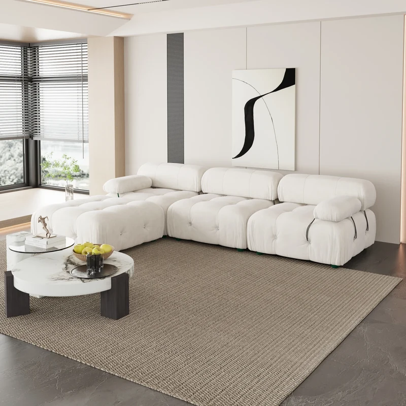 CN Guangdong Velvet L Shaped Modular Sectional Sofa With Ottoman