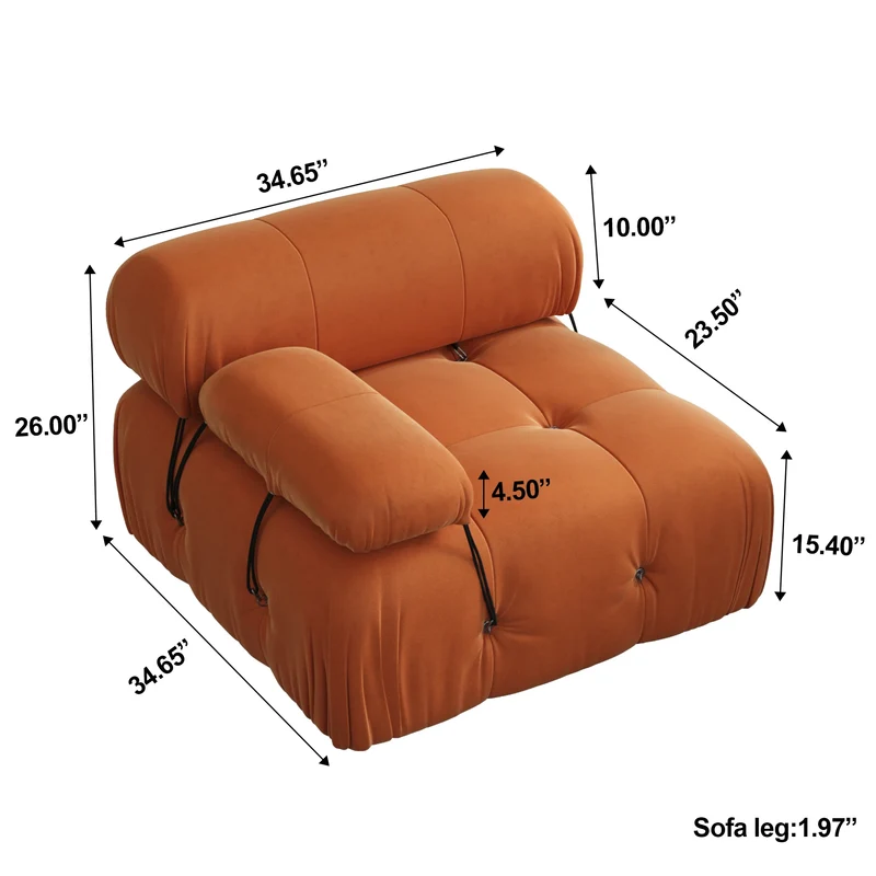 CN Guangdong Velvet L Shaped Modular Sectional Sofa With Ottoman