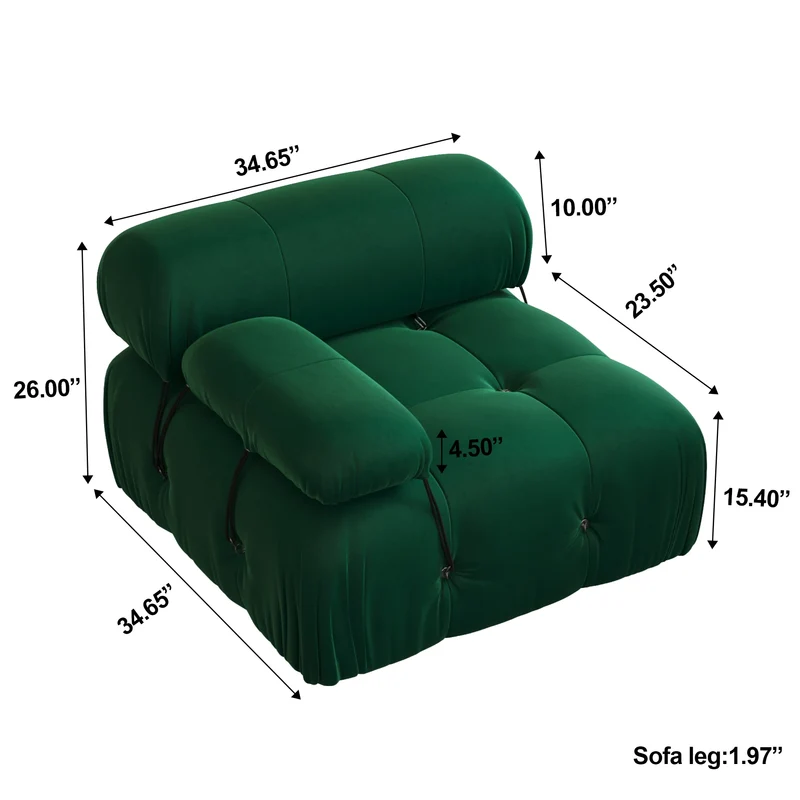 CN Guangdong Velvet L Shaped Modular Sectional Sofa With Ottoman