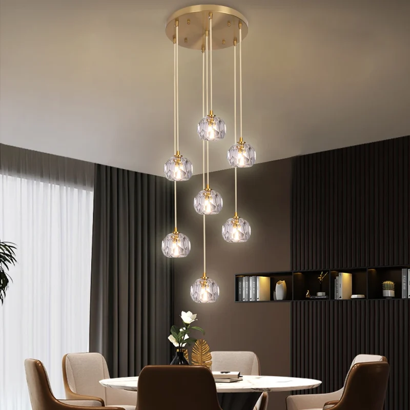 VETRULUS Crystal Pendant Ceiling Light for Modern Living Room