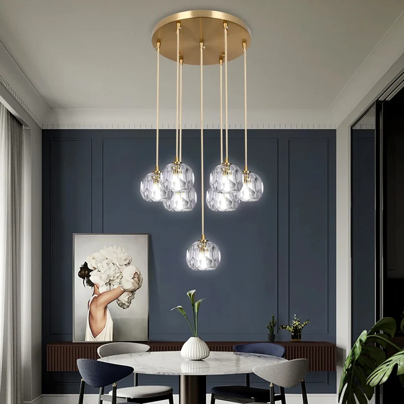 VETRULUS Crystal Pendant Ceiling Light for Modern Living Room