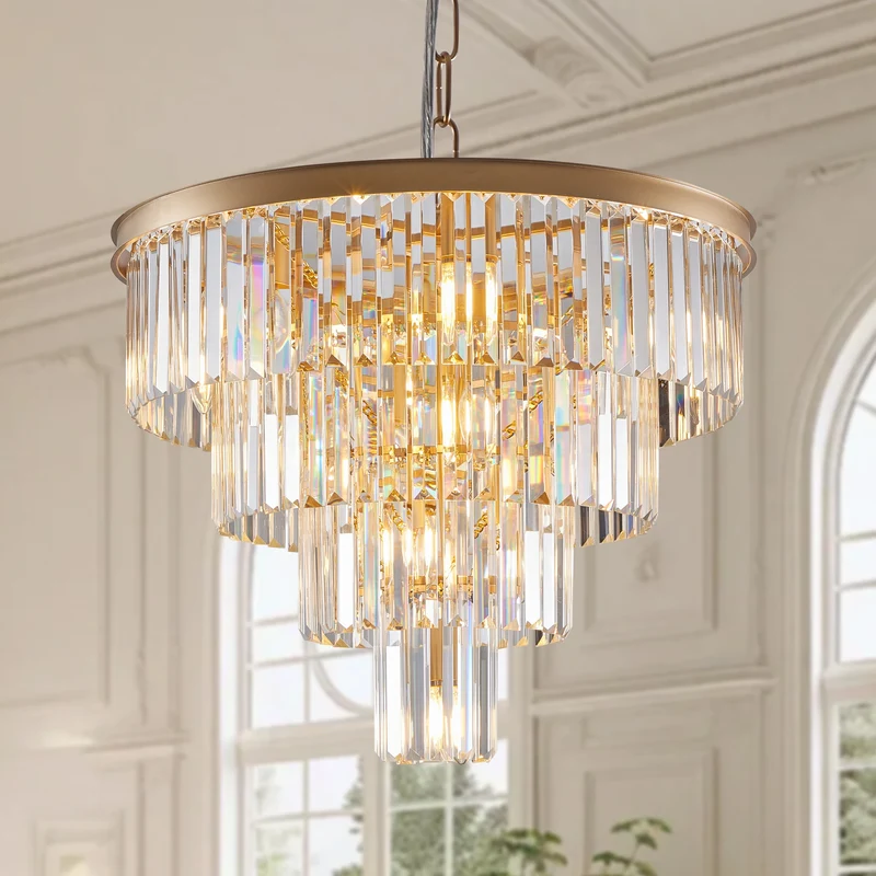 ARLGSITE Crystal Modern 4 Tier Chandelier Ceiling Light