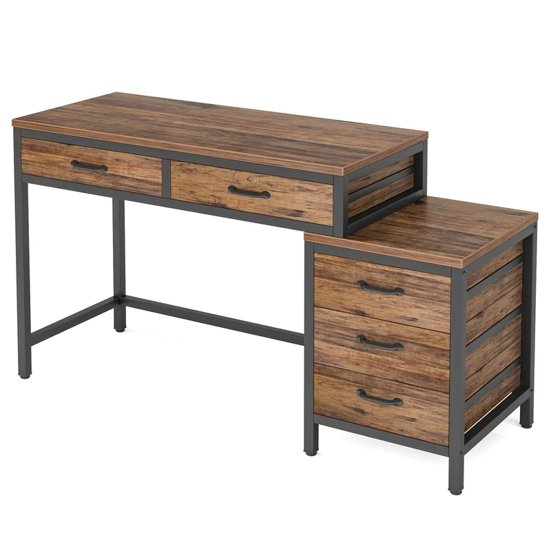 Tribesigns Computer Desk With 3 Drawers Industrial Study Table