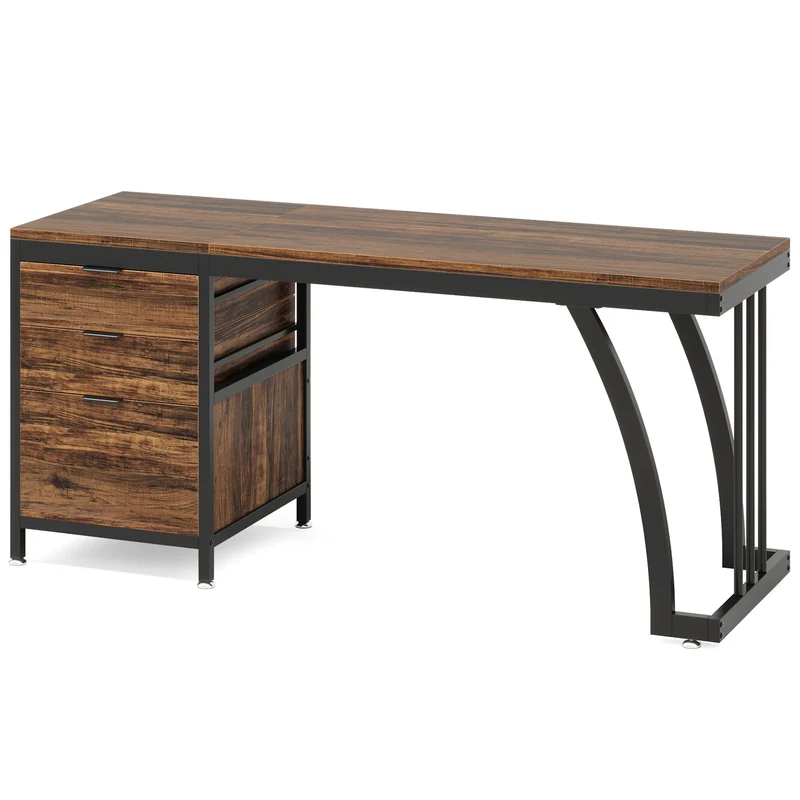 Tribesigns Computer Desk With 3 Drawers Industrial Study Table