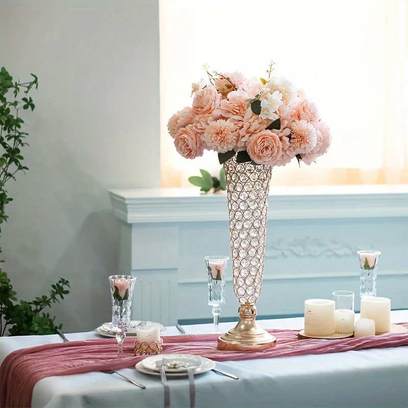 Function Crystal Vases Pair Centerpiece For Dining Table Decor