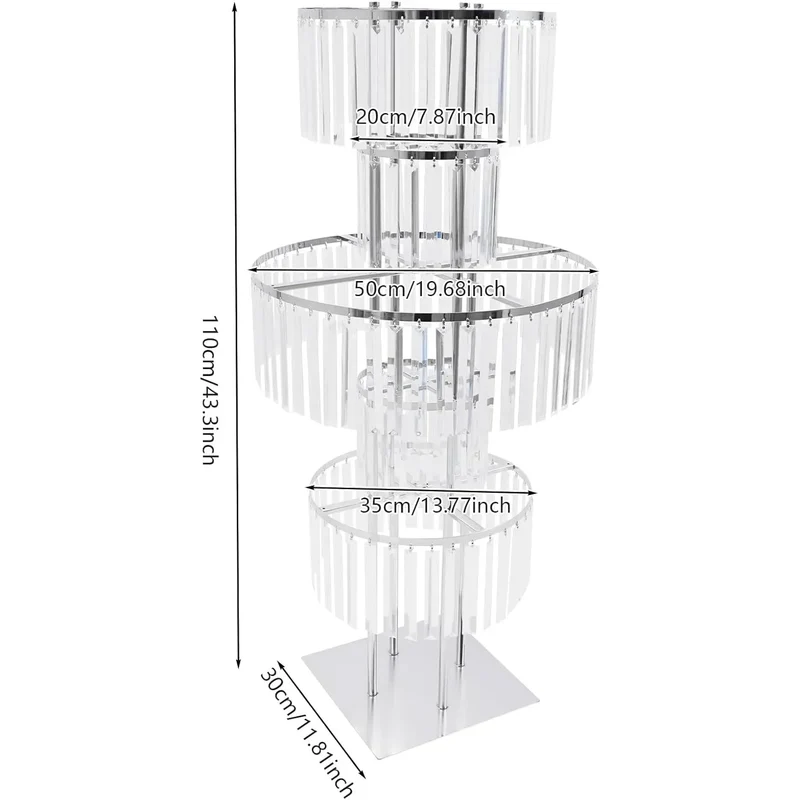 High-concerned 5-Tier Crystal Flower Stand Round Chandelier Pedestal
