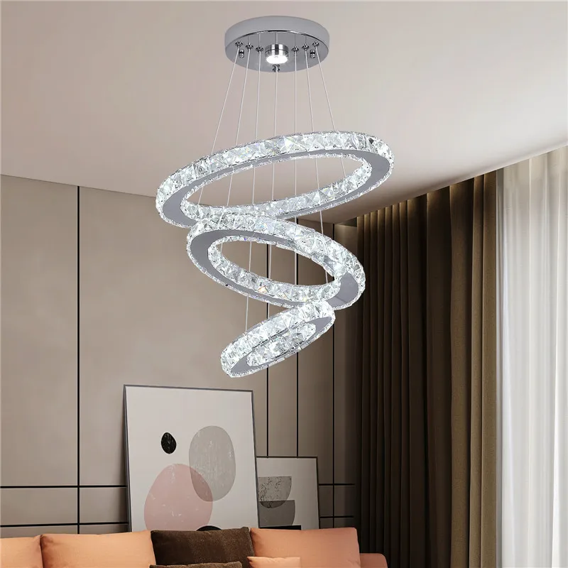 VETRULUSB Crystal LED Ring Pendant Chandelier Modern Ceiling Light
