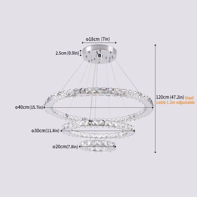 VETRULUSB Crystal LED Ring Pendant Chandelier Modern Ceiling Light