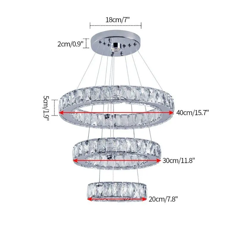 VETRULUSB Crystal LED Ring Pendant Chandelier Modern Ceiling Light