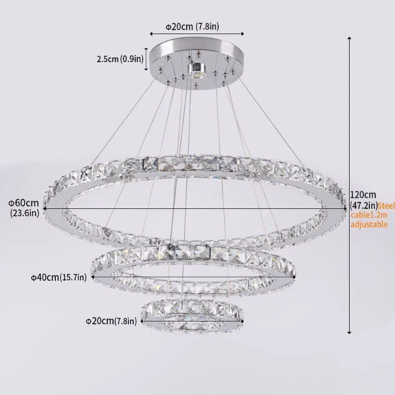 VETRULUSB Crystal LED Ring Pendant Chandelier Modern Ceiling Light