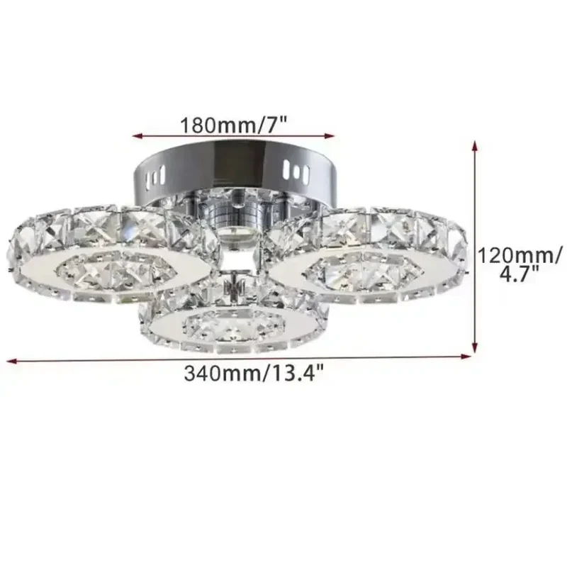 Modern Crystal Ring Chandelier Flush Mount Ceiling LED Light