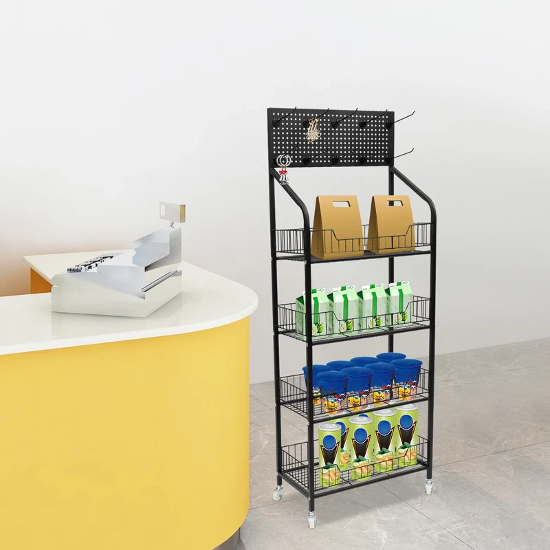 4 Tier Rolling Cart With Locking Wheels Shelving Unit
