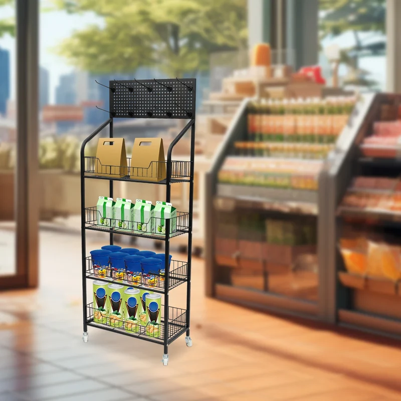 4 Tier Rolling Cart With Locking Wheels Shelving Unit