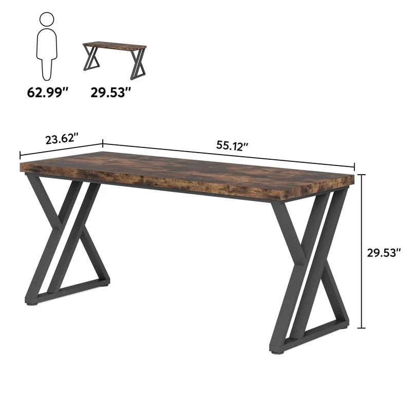 Tribesigns Writing Computer Desk Heavy Duty Z Shaped Metal Leg Modern Home Office Desk