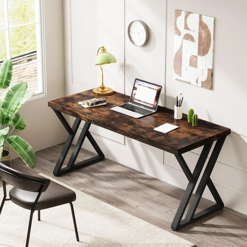 Tribesigns Writing Computer Desk Heavy Duty Z Shaped Metal Leg Modern Home Office Desk