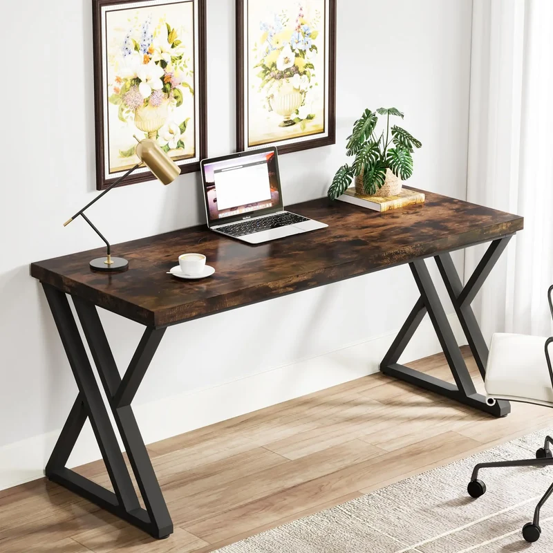 Tribesigns Writing Computer Desk Heavy Duty Z Shaped Metal Leg Modern Home Office Desk