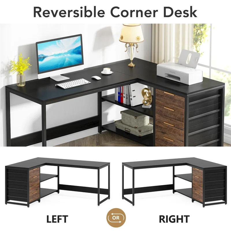 Tribesigns Modern L Shaped Computer Desk Corner PC Laptop Table for Office and Study