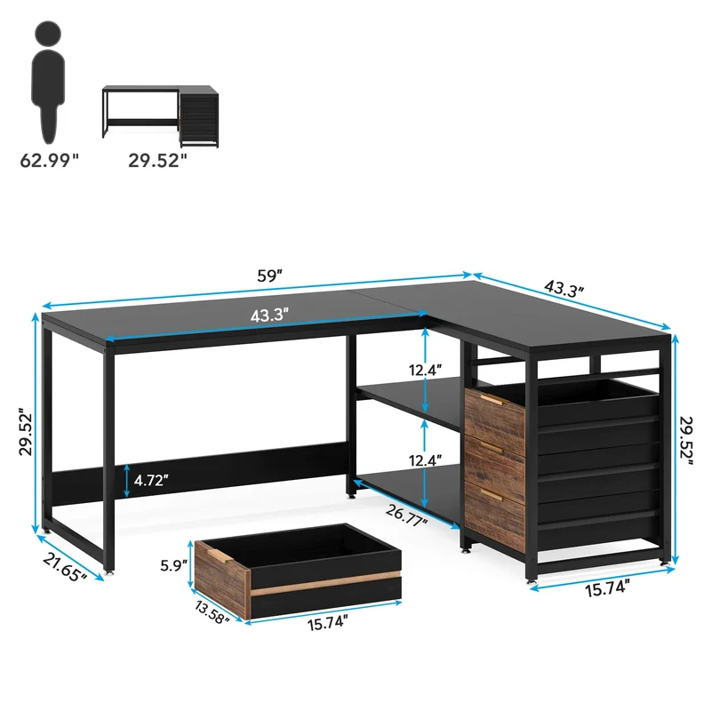 Tribesigns Modern L Shaped Computer Desk Corner PC Laptop Table for Office and Study