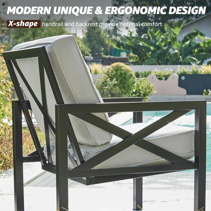 ANGDUO Outdoor 4 Piece Patio Furniture Set Modern Outdoor Sectional Metal Sofa All Weather