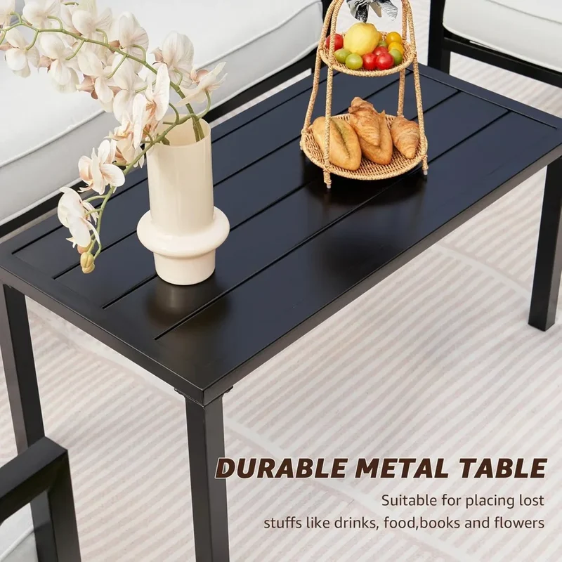 ANGDUO Outdoor 4 Piece Patio Furniture Set Modern Outdoor Sectional Metal Sofa All Weather
