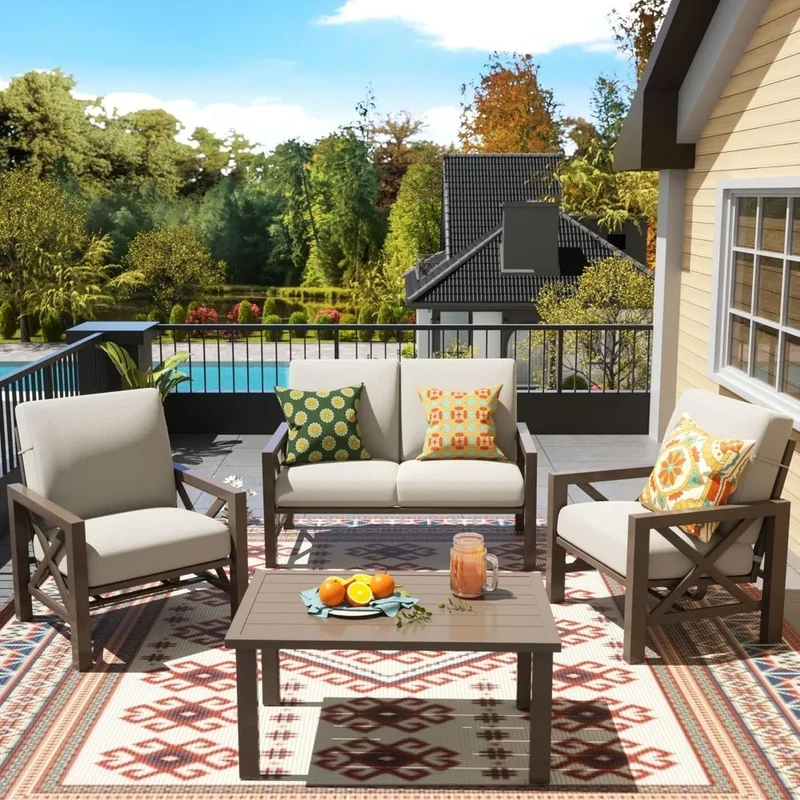 ANGDUO Outdoor Patio Furniture Set with Rocking Chairs