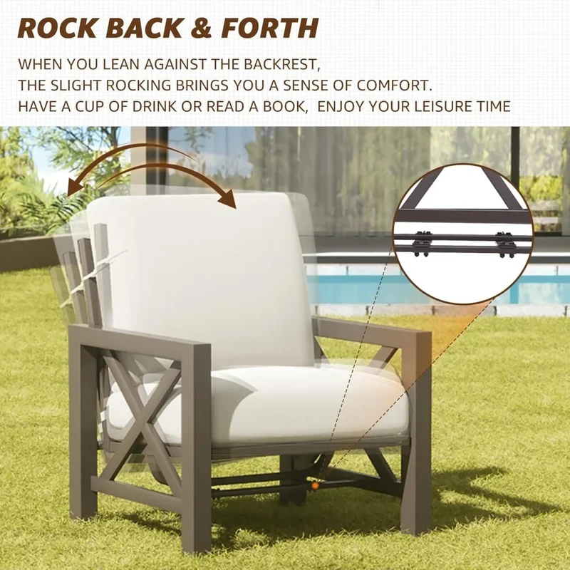 ANGDUO Outdoor Patio Furniture Set with Rocking Chairs