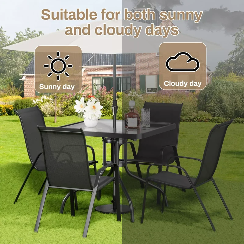 General Weather Resistant Outdoor Patio Dining Set With Durable PremiumTextileneChairs