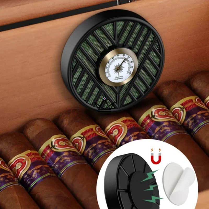 Humidificateur avec Hygromètre OASIS VORTEX — Fixation Magnétique, 9,5 cm | Cave Cigare