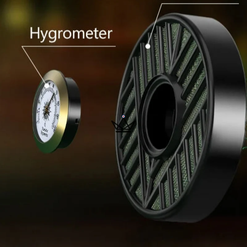 Humidificateur avec Hygromètre OASIS VORTEX — Fixation Magnétique, 9,5 cm | Cave Cigare