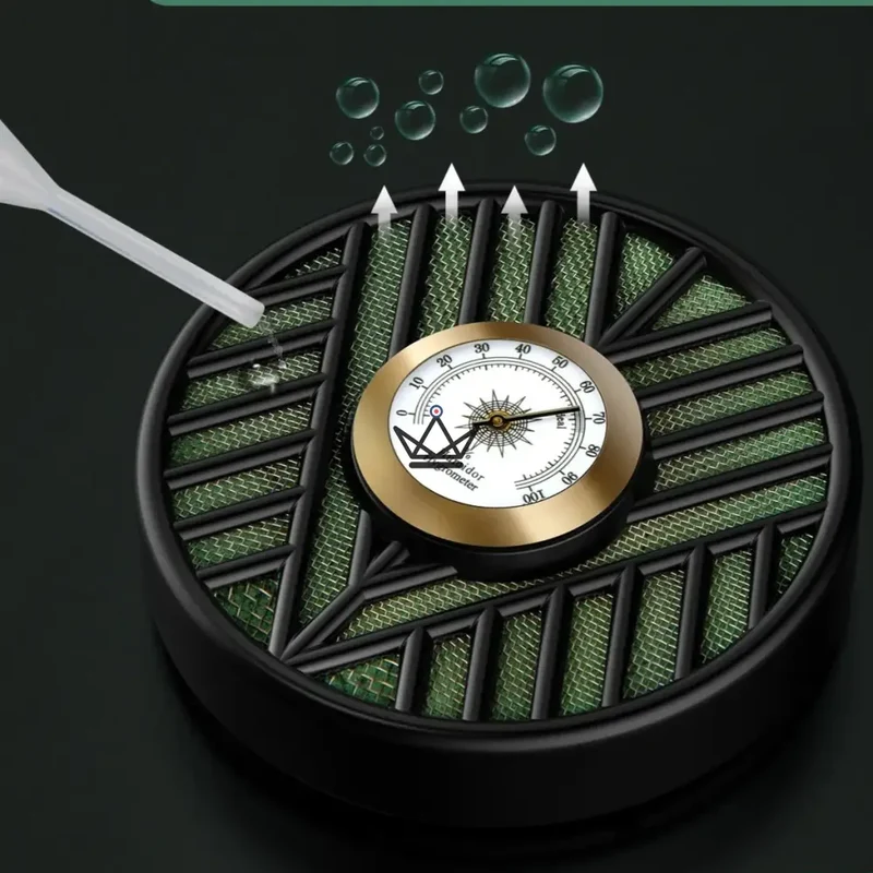 Humidificateur avec Hygromètre OASIS VORTEX — Fixation Magnétique, 9,5 cm | Cave Cigare