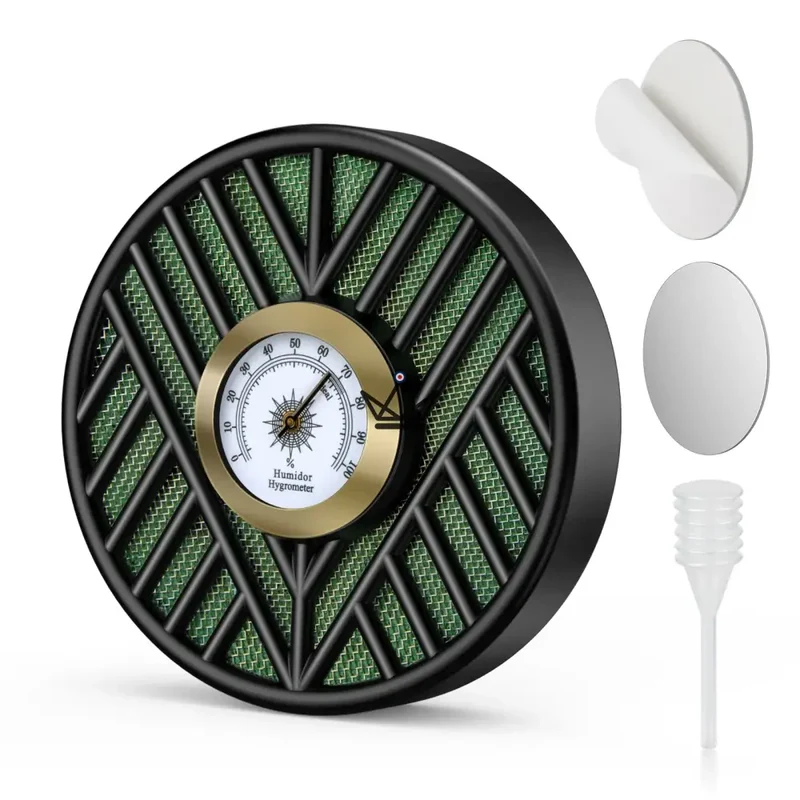 Humidificateur avec Hygromètre OASIS VORTEX — Fixation Magnétique, 9,5 cm | Cave Cigare