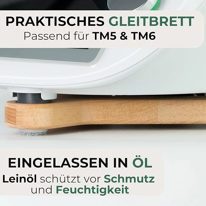 STERNEKOCH Gleitbrett aus Buchenholz für Thermomix TM6, TM5