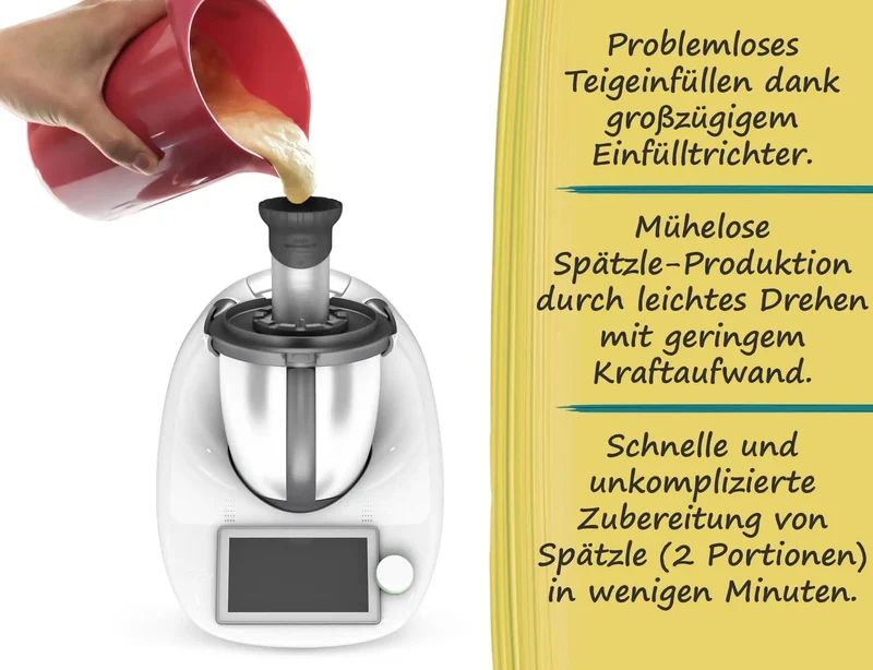 mixle® Spätzleaufsatz V2 aus Edelstahl für Thermomix TM6, TM5, TM31 und TM Friend