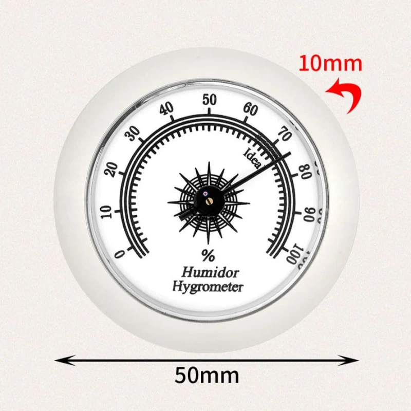 Hygromètre Mécanique Cigares AURUM — 50 × 10 mm, Format Étui Compact | Cave Cigare