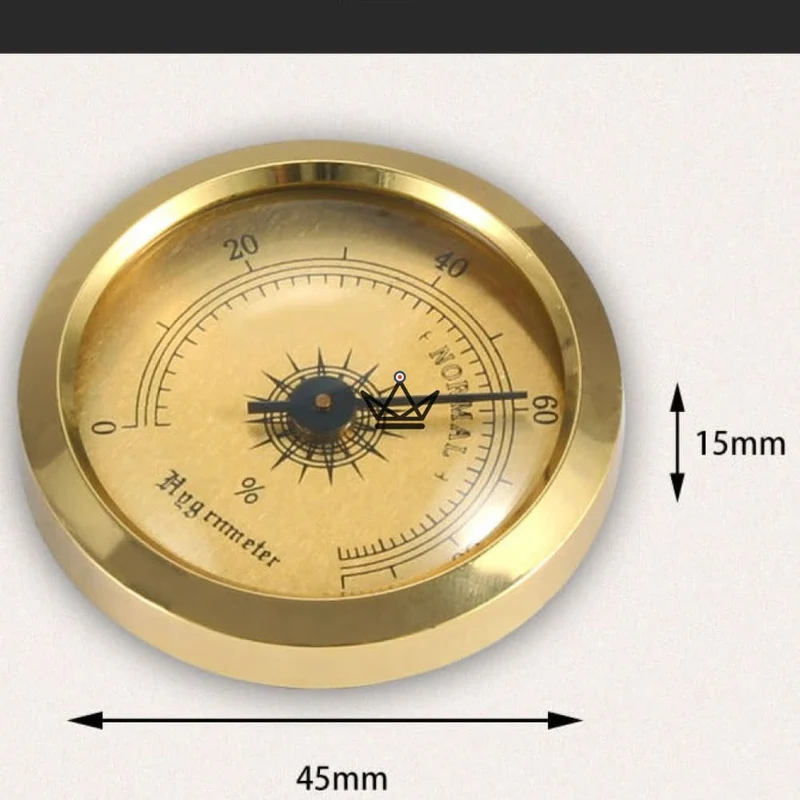 Hygromètre Mécanique Cigares SENSOR BASIC — 45 × 15 mm, Or, Affichage Aiguille