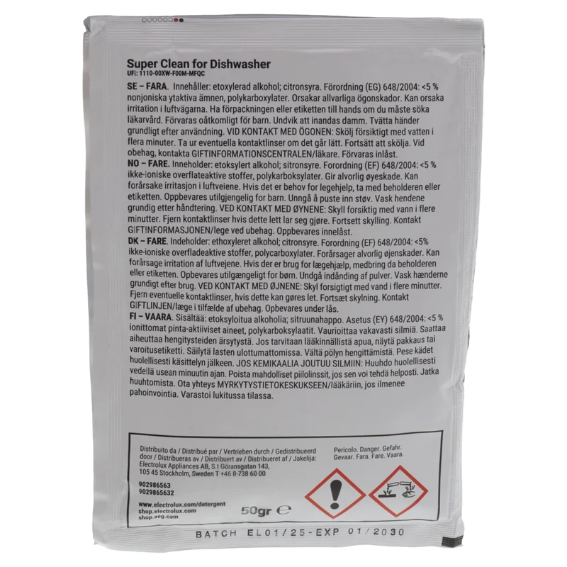 Electrolux 2x polvere Super Clean sgrassante sanificante per lavastoviglie potente