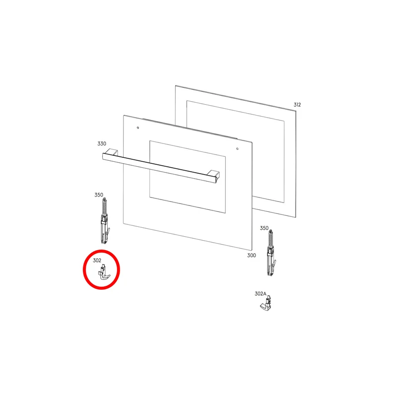 Electrolux AEG Zanussi gancio sinistro sportello forno incasso CKB EKC EKG EKK EKM EOB EOF EZB LKK