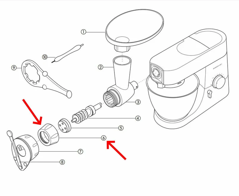 Kenwood ghiera anello blocco trafila torchio planetaria Chef kMix KAX92.A0ME